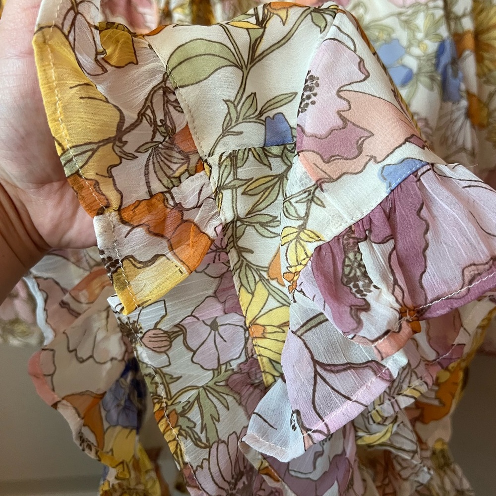 Neon Rose Floral Ruffle Romper - Picture 3 of 10